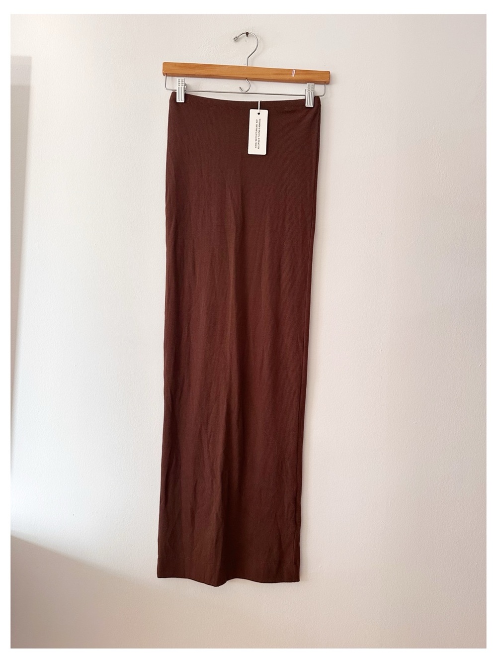 NWT Eterne Maxi Skirt ribbed long cotton/ Modal/spandex brown fitted size xs